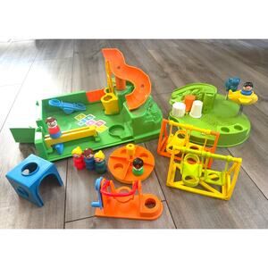 Vintage Fisher-Price Little People Playground Set Swings Slides People